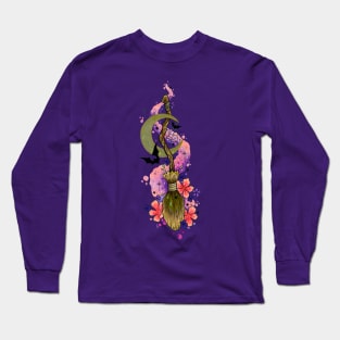 Witches Broomstick Design by Lorna Laine Long Sleeve T-Shirt
